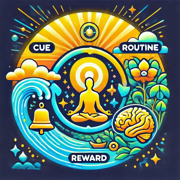 Image represnting the Habit Loop (Cue Routine and Reward).