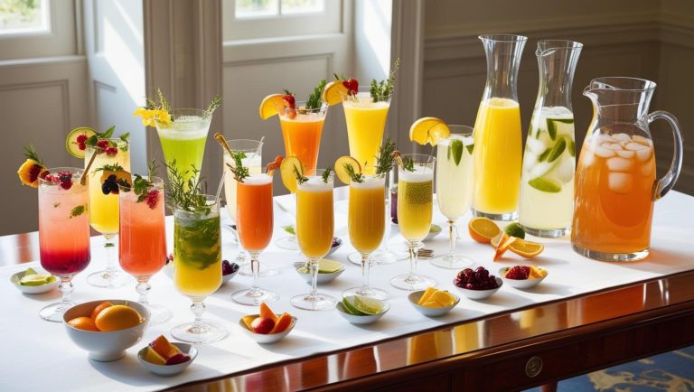 Image shows a table of alcohol free drinks