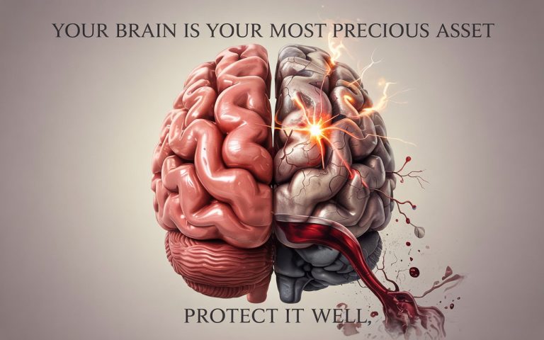 A realistic image of a brain with neurons sparking on one side, and bright and healthy and pink in colour , and limited activity on the other side as a result of red wine being poured into it. This side grey and shrivelled. This side is shrinking and there are no sparks. It is becoming grey and inactive.